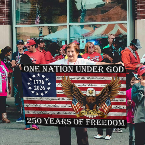 3 Ply 250th Anniversary USA Flag 3x5 Double Sided Outdoor Patriot Flag For 4th Of July We The People 1776 Decor with eagle design.
