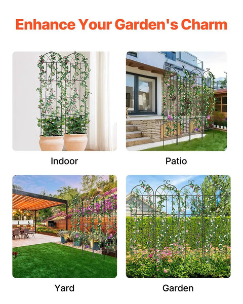 Heavy Duty Rustproof Metal Garden Trellis Set 4 Pack 87 By 20 Inches Climbing Plant Support in various outdoor settings