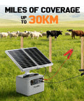 Adjustable Output Solar Fence Charger for Livestock with solar panel, 30KM range, suitable for farm use with miles of coverage