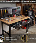 Heavy Duty 39.4 Inch Steel Workbench With Drawer And Pegboard 2000 Lb Capacity Garage Workshop Table, tools on pegboard