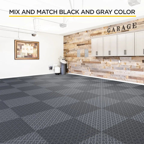 Interlocking Garage Floor Tiles Pack Of 48, Antislip Oil And Stain Resistant, 12x12 Inch, 0.5 Inch Thick, 40,000 Lbs Load Capacity