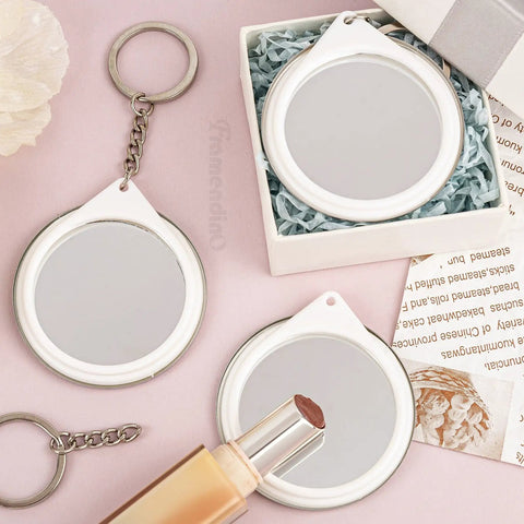 Metal Button Supplies Kit With 50 Sets 58mm Mirror And Pin Making Kit showing round keychain mirrors and lipstick