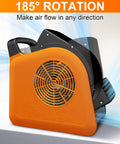 Portable Blower Fan For Home Use High Velocity Floor Fan With 185 Degree Rotating Head in orange showing air flow direction