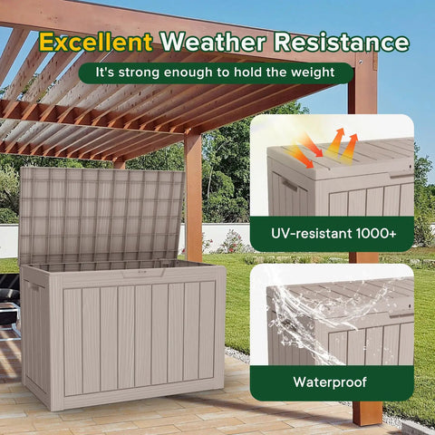 45 Gallon Outdoor Storage Deck Box Weatherproof Resin Chest For Patio Furniture Cushions Gardening Tools And Pool Supplies