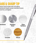 Professional Tungsten Carbide Scriber 2 Pack With Brass Automatic Center Punch for marking aluminum, stainless steel, wood, ceramic, glass.
