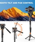 Lightweight Aluminum Video Camera Monopod With Feet For Travel Extends From 26 Inches Folded To 73 Inches, Supports Up To 22 Lbs