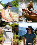 Men and women wearing Sun Hat For Men And Women With Neck Flap UPF 50 UV Protection Wide Brim Safari Style For Hiking And Fishing