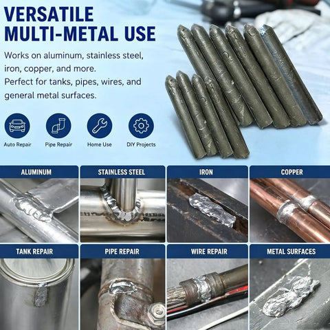 Low Temp Welding Rods Kit 15Pcs Easy Melt Aluminum Stainless Steel Iron Copper Multi Metal for Quick DIY Home Repairs