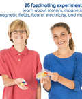 Kids holding component from Hands-On Motors And Generators Science Kit For Kids With 25 Guided STEM Experiments, Transparent Motor View
