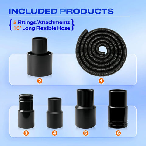 10 Ft Dust Collection Hose Kit For Power Tools And Shop Vacuums With 5 Fittings Universal Fit For Table Saws Drills Sanders And More