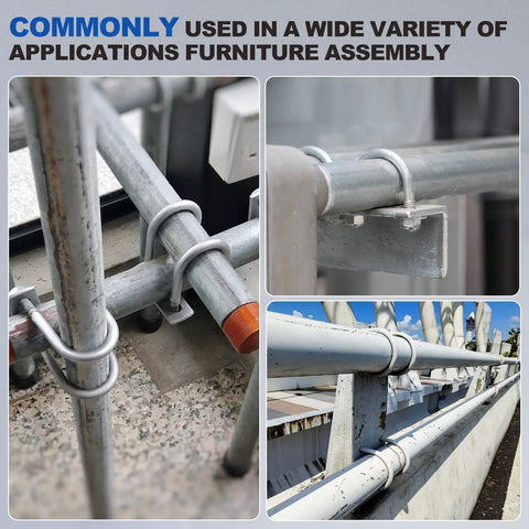 Tough As Nails Round U Bolts 4 Pack 304 Stainless Steel M6 X 42 X 62 Heavy Duty U Clamps for securing pipes in furniture assembly.
