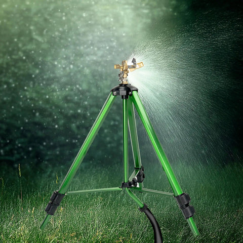 Heavy-Duty Impact Sprinkler On Tripod Base With Zinc Rotary Head For Lawn Yard And Garden, 360-Degree Coverage