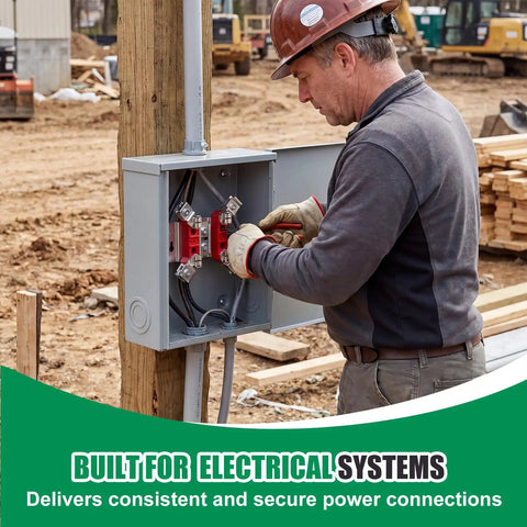 Man installing No Nonsense 200 Amp Single Phase Meter Socket Terminal Block Replacement Kit for 240 Volt service panel.