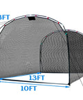 Backyard Baseball Batting Cage With Open Front Design Portable Hitting Net for Youth and Teens, 8ft High L Shaped