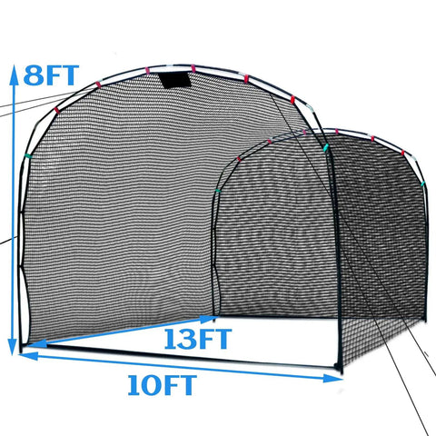 Backyard Baseball Batting Cage With Open Front Design Portable Hitting Net for Youth and Teens, 8ft High L Shaped