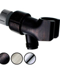 Adjustable Shower Arm Bracket With 360 Degree Swivel Ball Joint For Handheld Shower Head Holder Tool Free Install No Fuss Setup Easy Mount 1/2 Inch Inlet To 1/2 Inch Outlet Durable, black ABS bracket side view