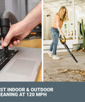 Cordless Leaf Blower For Fast Lawn Cleanup With 120 MPH Air Lightweight Three And A Half Pound Powerhouse Long Nozzle For Tight Spots