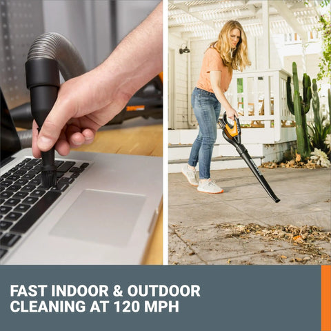 Cordless Leaf Blower For Fast Lawn Cleanup With 120 MPH Air Lightweight Three And A Half Pound Powerhouse Long Nozzle For Tight Spots