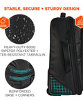 Side view of Soft Sided Rolling Carry-On Bag That Expands Up To 1.5 Inches For 42 Liter Capacity, Durable Water-Resistant Tarpaulin With 600D Ripstop
