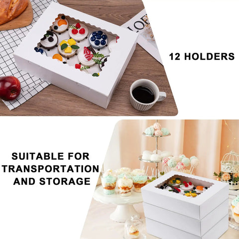 Six Pack Cupcake Boxes With Windows Hold Twelve Cupcakes Bakery Grade Cardboard Containers for Easy Transport and Presentation