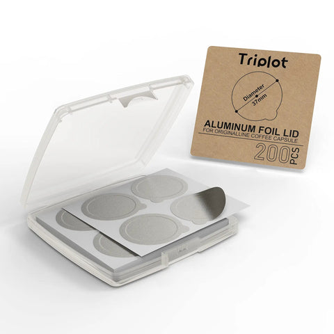 Box of Aluminum Lids For Reusable Nespresso Original Line Capsules 200 Pack, Self Adhesive No Fuss Foil Seals For Refillable Coffee Pods