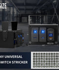 Built Tough 2 Gang Rocker Switch Panel With Waterproof LED Indicators And Dual PD Type C QC 3.0 USB Charging Ports Night Glow Labels for dashboards.