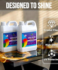 Top Tier Table Top Epoxy Resin Kit For Bars And Counters With Killer UV Resistance And Straight Up Crystal Clear High Gloss Finish For Serious Handmade Creators in packaging.
