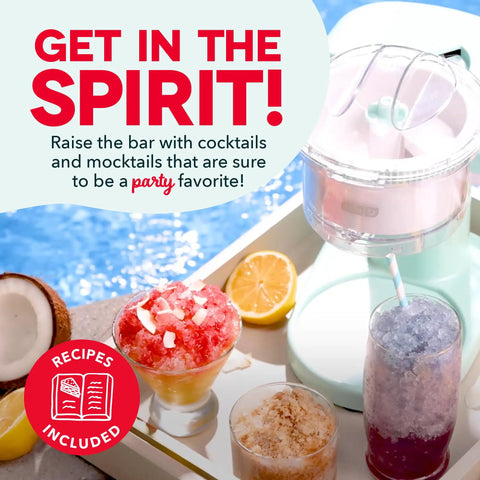 Countertop Shaved Ice Maker Whip Up Fresh Snow Cones And Frosty Slushies Quick Like That Fast Frozen Dessert Machine Easy Peasy Cleanup Summer Vibes Ready Aqua with slushies on display.