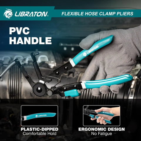 Flexible Hose Clamp Pliers 27.5 Inch Heavy Duty Adjustable 8 To 50mm Ratcheting Spring Clamp Removal Tool With Ergonomic Handle