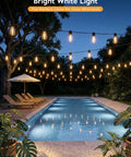 100 Feet Solar String Lights Outdoor Waterproof With Remote Timable Type C Port 31 Plus 2 LED S14 Shatterproof Bulbs
