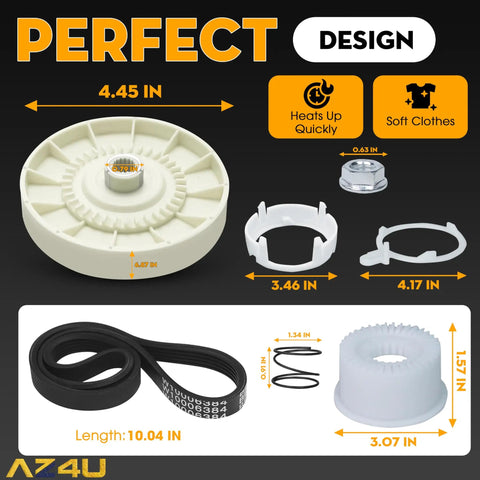 Beefed Up All In One Washer Pulley Clutch Kit With 21 Inch Drive Belt Replacement For Whirlpool Maytag Kenmore Washing Machines diagram
