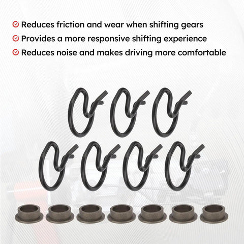 Steel Shifter Bushing Kit With Spring Clips 7 Piece Pit Pack For Manual Transmissions Fits V Gate 2 Mastershift 3 Speed Competition Plus 4 Speed Shifters Improves Precision Smooth Shifting And Overall Driving Response, steel bushings and spring clips set