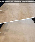 Before and after view of carpet cleaned with Heavy Duty Orbital Floor Scrubber And Buffer Kit With Commercial Grade Pads.