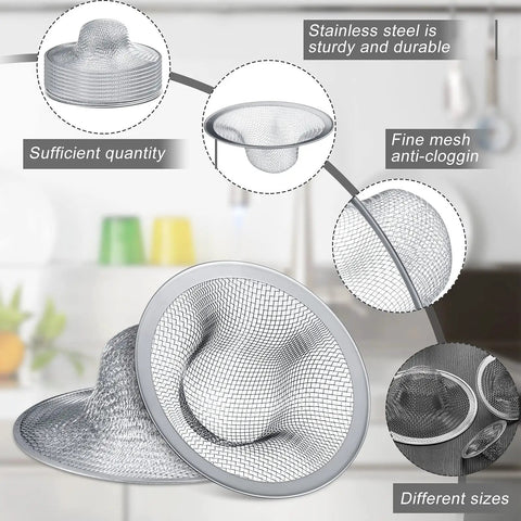 Stainless Steel Sink Strainer 12 Pack Heavy Duty Mesh Sieve Catches Food Gunk And Hair No Sweat Drain Catcher With Rust Proof Build That Nails Kitchen Cleanup For All Basins in various sizes
