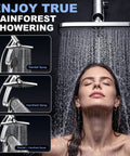 11.8 Inch High Pressure Rain Shower Head Combo With 9 Spray Handheld And Magnetic Dock Dual Showerheads in use