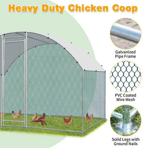 Large Walk In Chicken Coop With Waterproof Round Arch Cover And Anti UV Shield, Heavy Duty Galvanized Mesh Poultry Cage