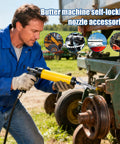Man using Heavy Duty Grease Coupler Replacement Quick Release Fitting For Industrial Machinery Trucks And Construction Equipment Workhorse Grade Tool With Easy Connect Disconnect And High Pressure Lubrication on machinery