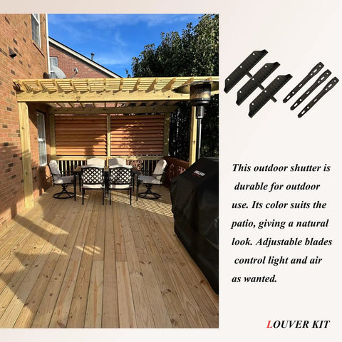 Louver Bracket Kit For Deck Sunblind And Window Shutter Hardware, Complete Set Up To 22 Boards 48 Inch Black Outdoor Privacy Wall Pergola Roof Shading System 2 Pack Patio Ready For Any Outdoor Space