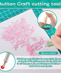 Lanties six-piece pen-style art cutting tools set for paper crafting; pink snowflake cutouts on a green cutting mat
