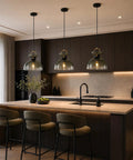 Tribesigns 11" Modern Pendant Lighting with Gradient Green Glass Shade hanging over a stylish kitchen island.