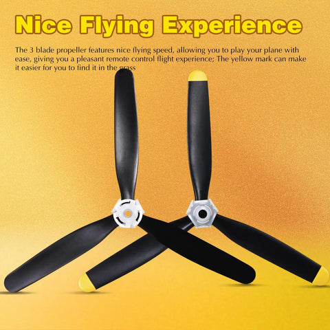 Three Pack RC Plane Propellers 3 Blade Replacement Set Compatible With F4U 761 8 761 9 761 16 T28 P47 Fighter Remote Control Planes Adapters Included 500mm