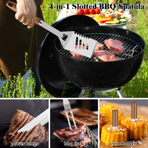 27 Piece Heavy Duty Grilling Tools Set For Men Fathers Day Gift Dad Approved Stainless Steel BBQ Utensils Kit With slotted spatula