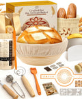 Complete Sourdough Starter Kit For Beginners And Bakers With Round Banneton Proofing Basket, Dough Whisk, and Accessories