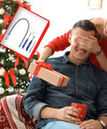 Couple exchanging gifts by a Christmas tree with Four Piece Telescoping Magnetic Pick Up Tool Kit With Flexible Grabber A Real Workhorse For Reaching Under Cars Two Magnetic Pick Up Tools 2 Lb And 16 Lb And Four Claw Grabbers Plus Telescoping Inspection Mirror For Auto Repair And Car Maintenance inset.