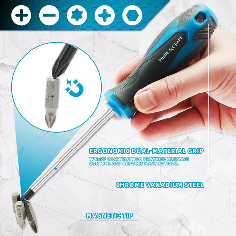 Cool 71pc Magnetic Screwdriver Set With Chrome Vanadium Steel Bits, Phillips And Torx Drivers Plus Flex Shaft Kit For Any Gadget Repair Job Or Craft Projects In Style. ergonomic grip