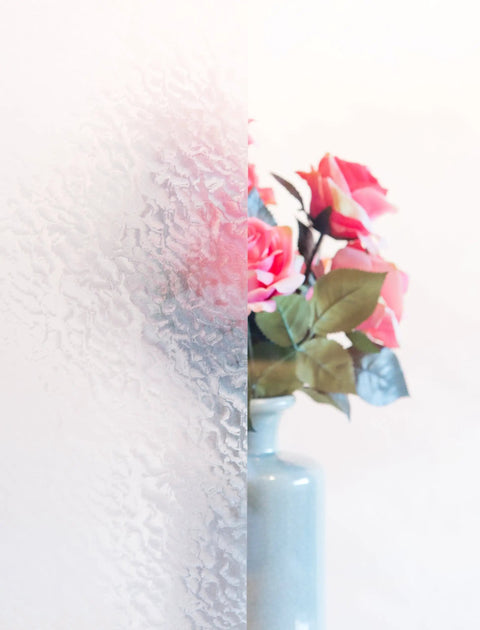 Self Adhesive Privacy Glass Window Film Snow Pattern 17 by 78 Inch Roll for Windows Doors Showers and Glass Surfaces.