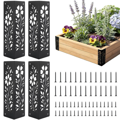 Rust Resistant Metal Corner Brackets Set Of 4 For Raised Garden Beds Built Tough Planter Frame Kit Edging And Support For DIY Outdoor Garden Backyard Vegetable Beds Prevents Tilting And Loose Corners