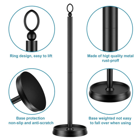 Heavy Weighted Free Standing Toilet Paper Holder With Reserve Function shown with matte black finish and anti-scratch base.