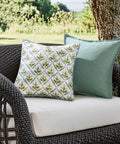 Outdoor Floral Pillow Covers Waterproof 20x20 Blue Green Canvas Polyester With PU Coating For Garden Patio Couch And Poolside Boho Farmhouse Decor Vibe For Indoor And Outdoor Use Weather Resistant Easy Care on patio chair