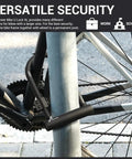 Heavy Duty Bike U Lock With 18mm Shackle And 6ft Security Cable For Road Mountain Electric And Folding Bikes, Portable Lock With Sturdy Mounting Bracket, Water Dust Scratch Resistant, Built Tough So You Can Lock Down Your Ride. U-lock securing bike frame and wheel to a post.
